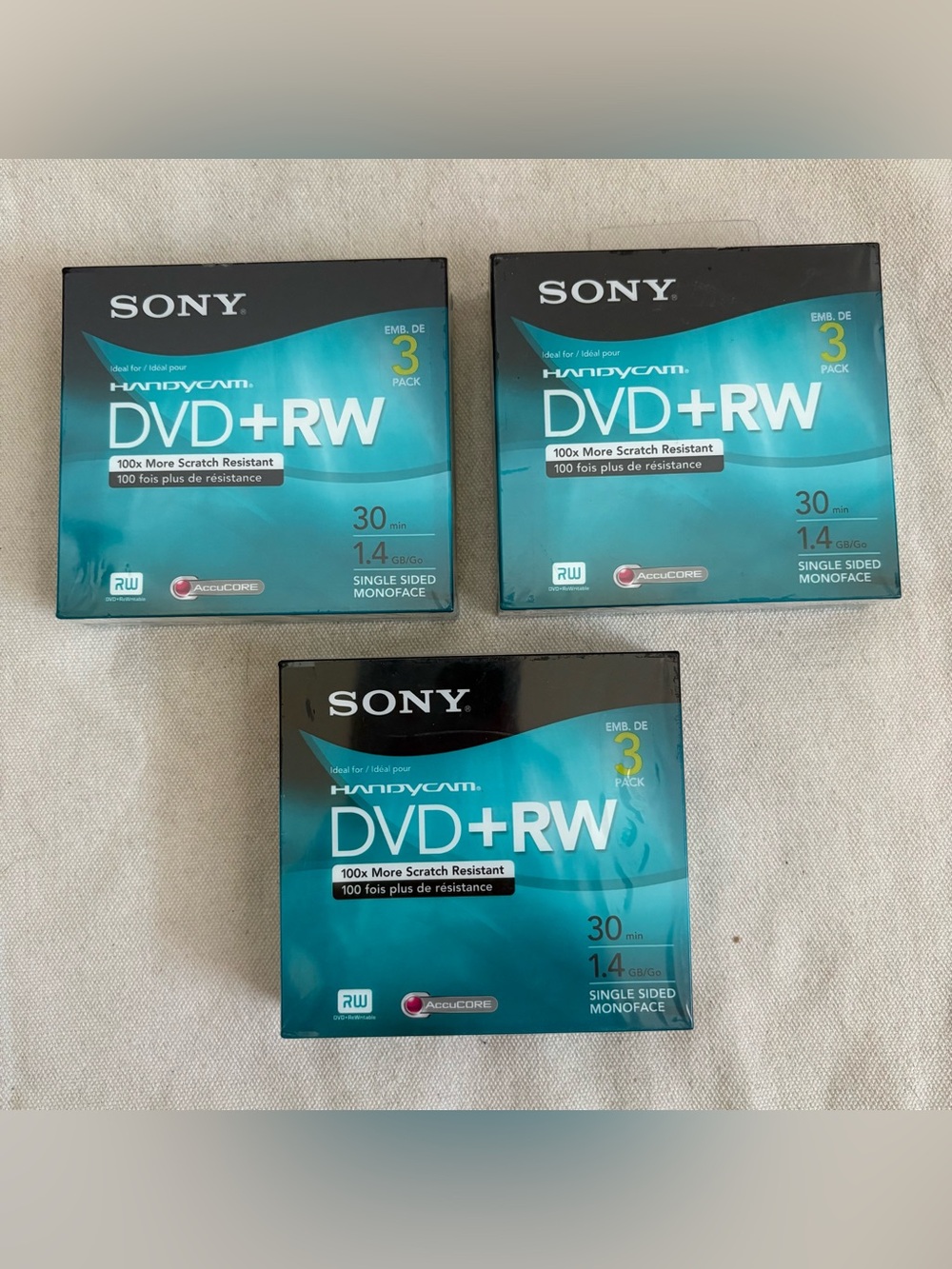 Sony Handycam Mini DVD+RW 30min 1.4GB 3-Pack Rewritable Scratch Resistant